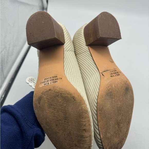 Joie Cream Ribbed Sweater Heeled Booties Size 6.5 - Picture 9 of 16